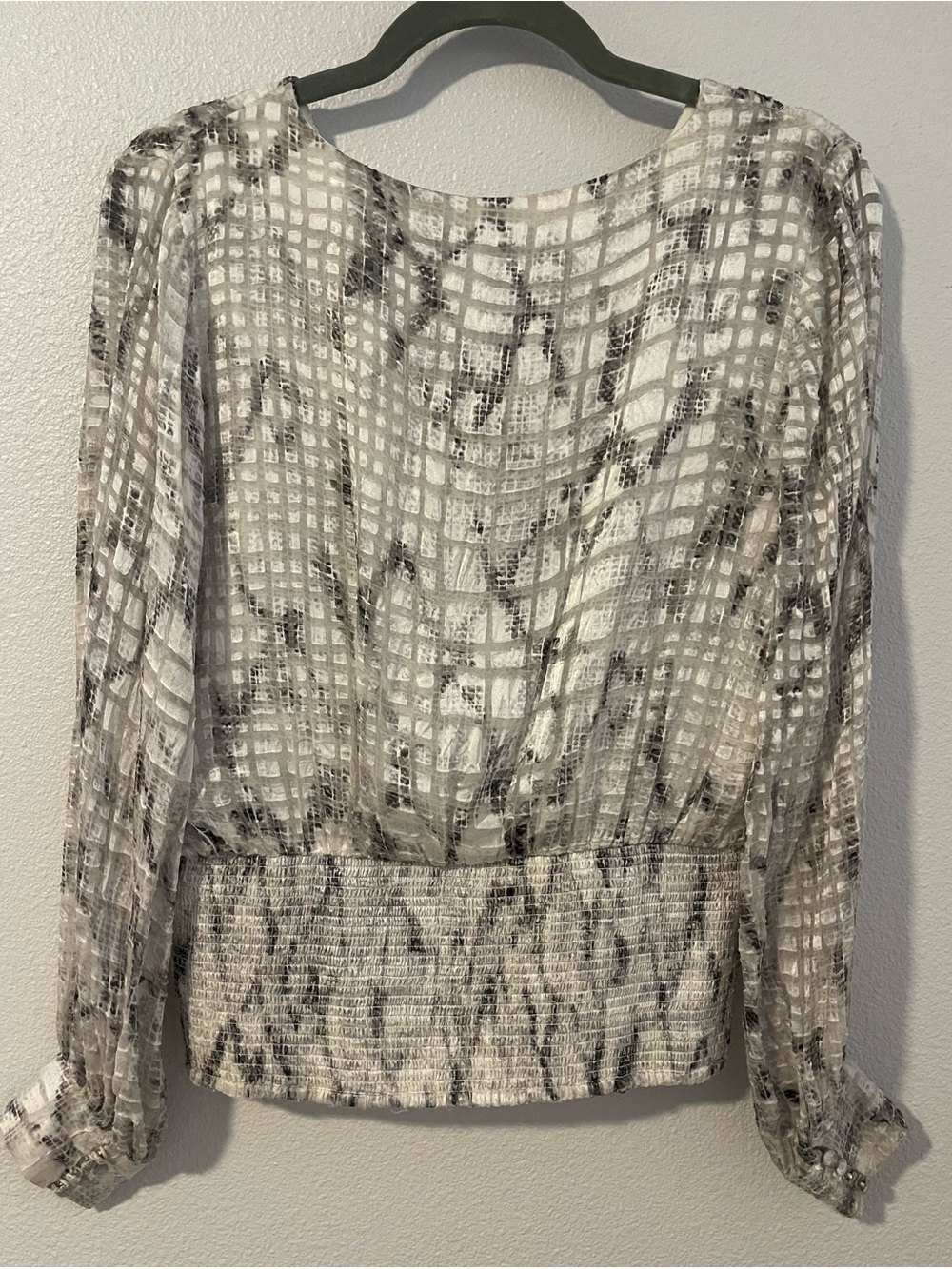White House Black Market White Marble-Print Surplice Blouse - Picture 7 of 9